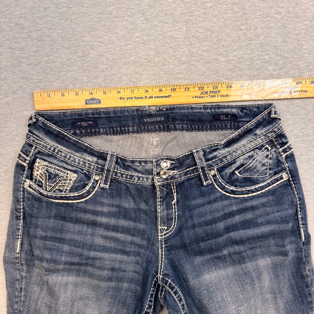 Vigoss The New York Capri Jeans Womens 16 Medium Wash Embellished Pocket Stretch - Picture 12 of 13